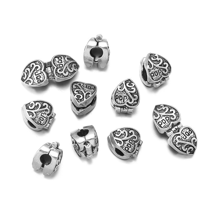 Pulsera de plata de 10 piezas de 10 piezas al por mayor Posicionamiento sin deslizamiento Clip Beads de hebilla