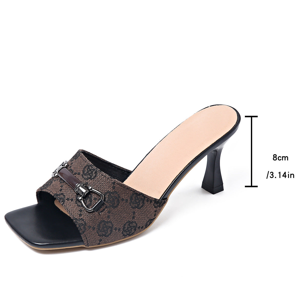 Wholesale high heel women's plus size thin heel square head sandals