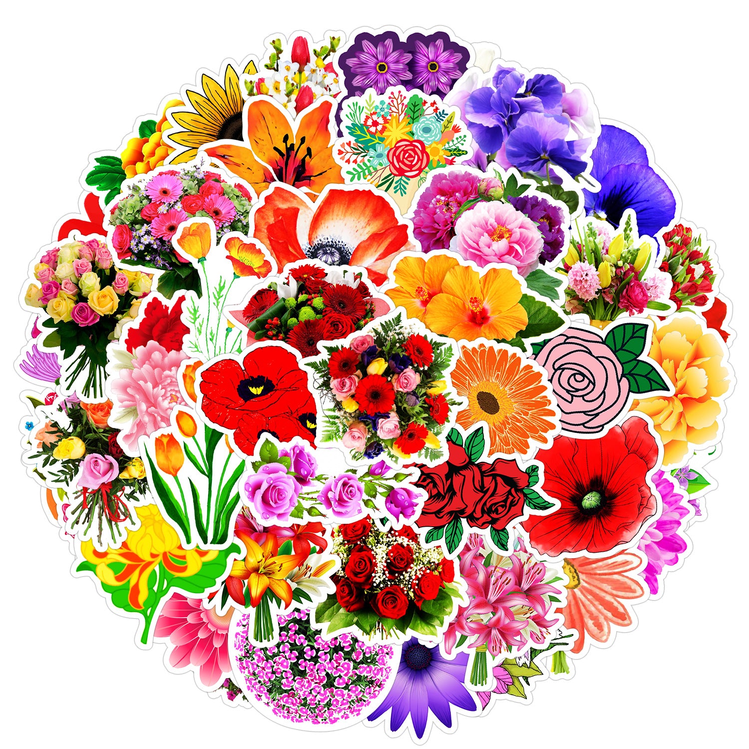 Wholesale 50 pieces of plant and flower graffiti stickers decorative waterproof stickers