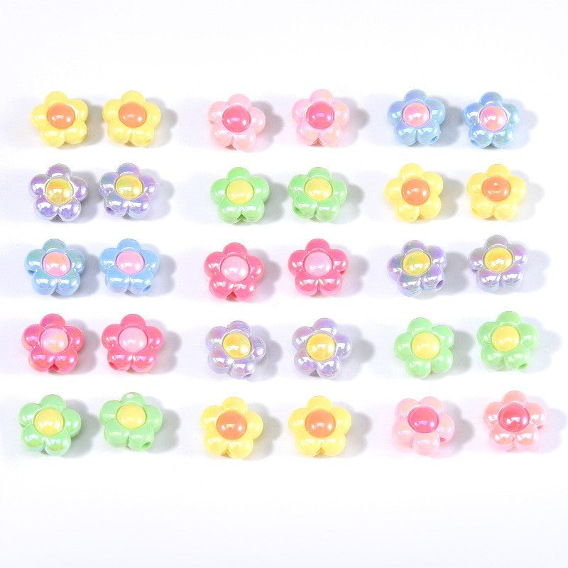 Cuentas de flores acrílicas al por mayor 10pcs/paquete cuentas de dispersión de flores pequeñas plateadas