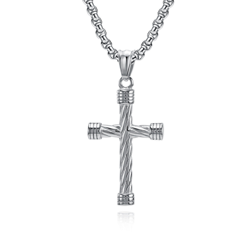 Wholesale Twisted Titanium Cross Men's Hip Hop Punk Necklace