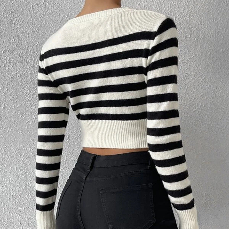 Wholesale Striped Short Knit Top for Women