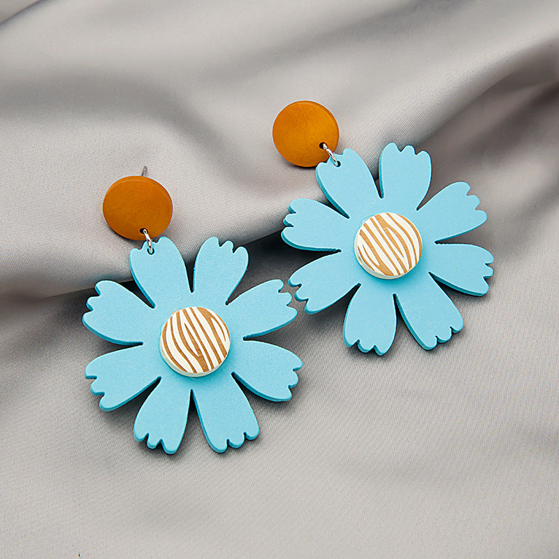 Pendientes de flores de color de contraste al por mayor de contraste