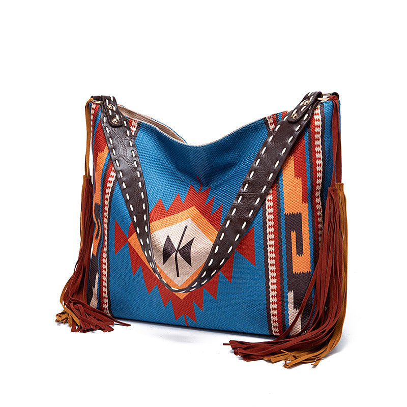 Wholesale Vintage Bohemian Hand-woven Flowing Cotton and Linen Shoulder Bags