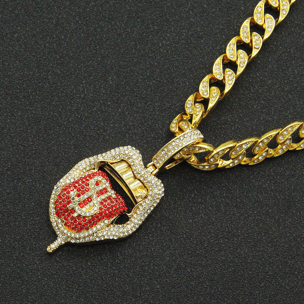 Wholesale Hip Hop Rap Rap Decorated Full Diamond Three-dimensional Dollar Tongue Pendant