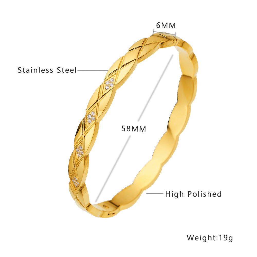 Wholesale Titanium Steel 18k Gold Plated Diamond Bracelet