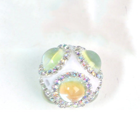 Wholesale of Six Sided Cat's Eye Stone Acrylic Inlaid Diamond Beads