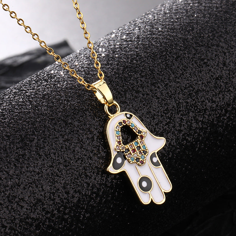 Wholesale Oil Drops Eyes Hand Palm Pendant Necklaces