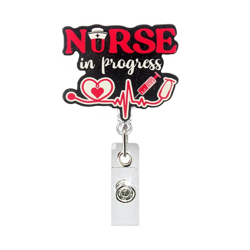 Wholesale  Hospital Staff Acrylic Badge Reel Doctor Nurse Organ Department Telescopic Easy Pull Buckle