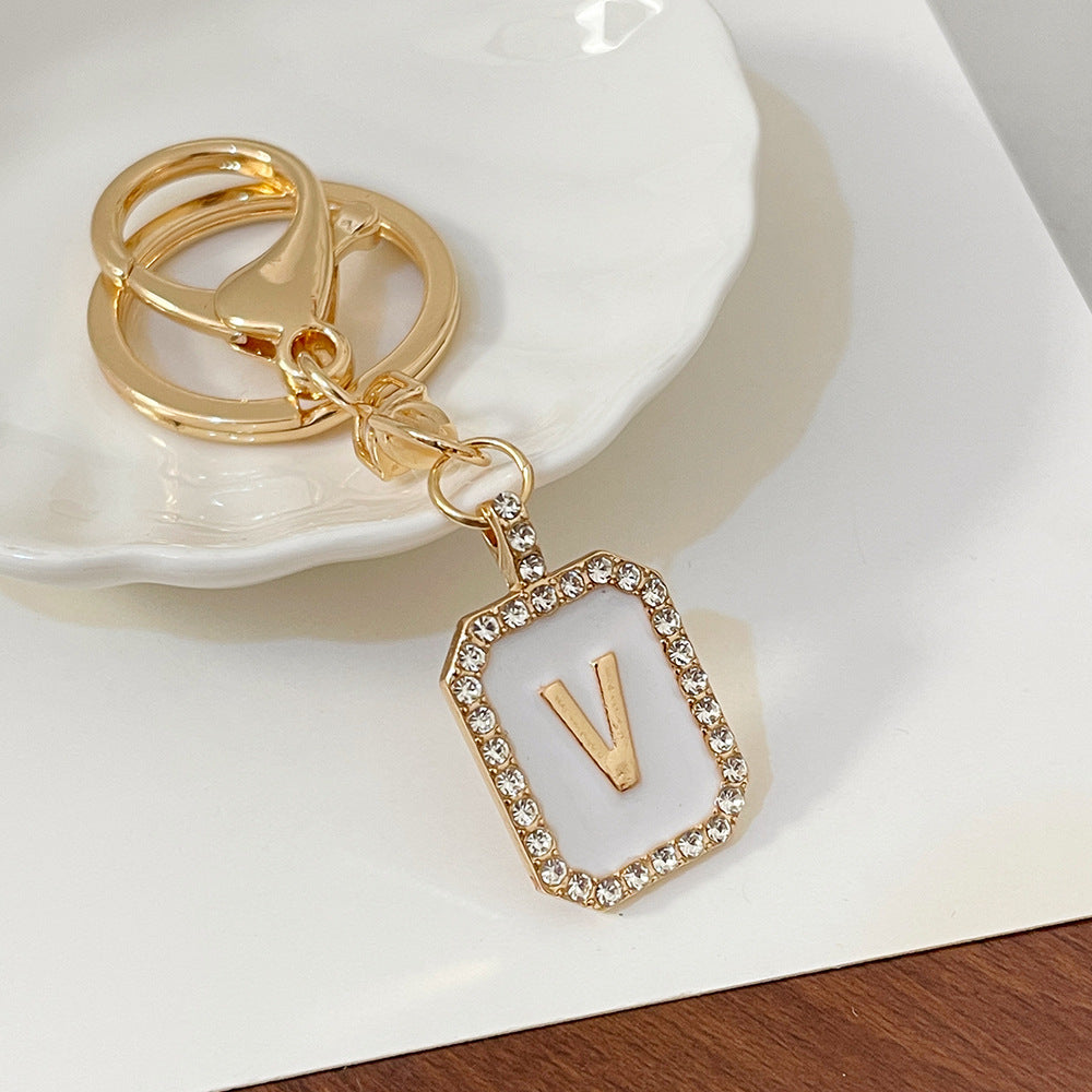 Wholesale 26 Letters Diamond-drip Oil Key Chain