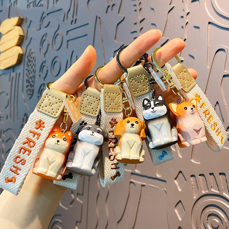 Wholesale Wood Carved Resin Dog Figure Keychain