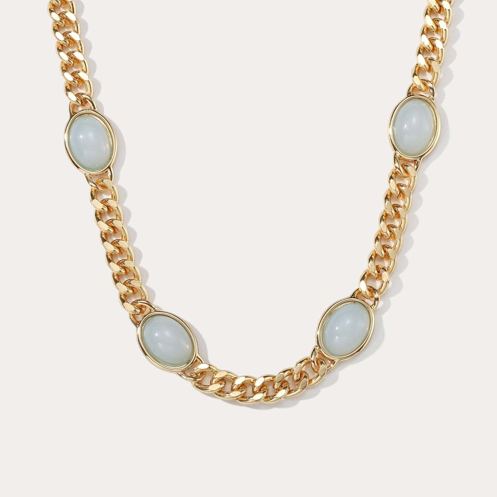 Wholesale 18K Real Gold Semi-precious Stone Necklace