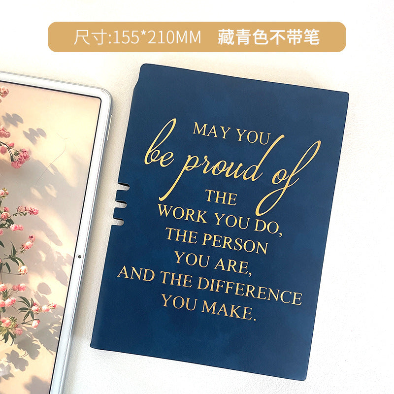 Wholesale ncentive Notebook with Pen Insertable Simple Leather-Covered High-Value Handbook Notepad