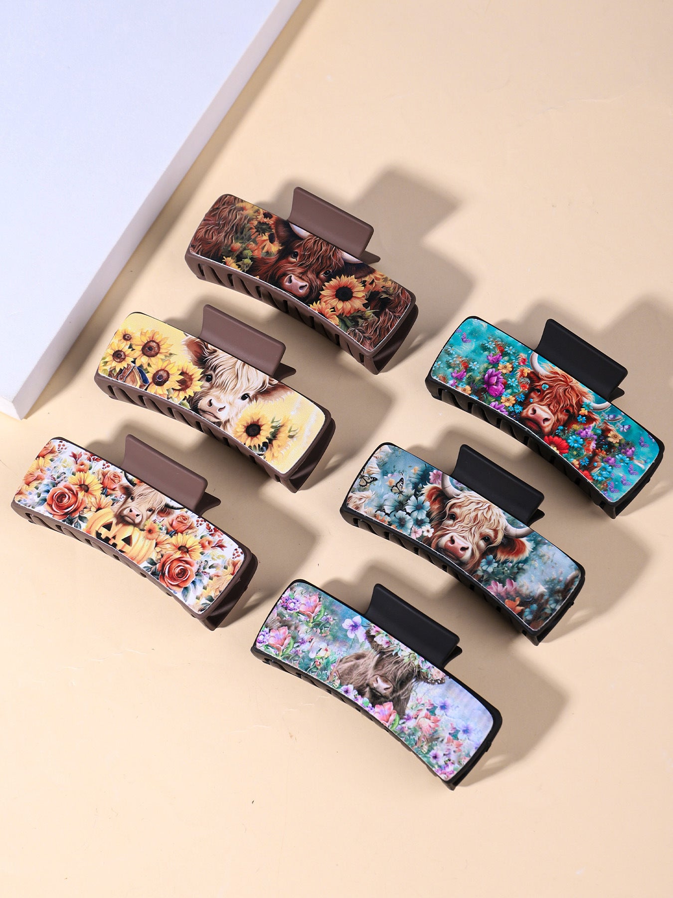 Wholesale Fengpin Leather Pu Multi-Color Bull Head Square Hair Clip