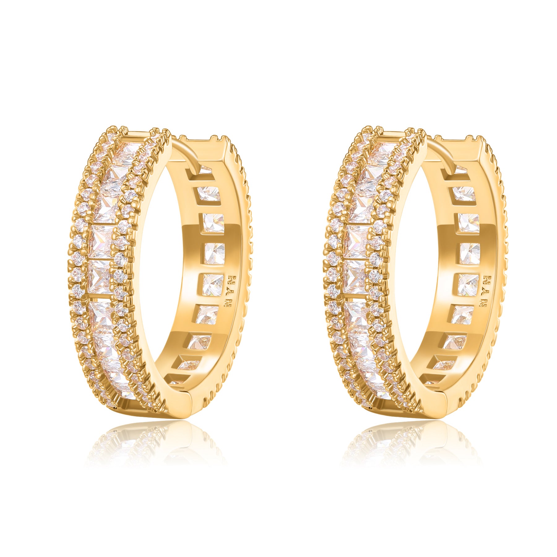 Wholesale Micro-inlaid Diamond Zircon Color Diamond Temperament Personality Simple Fashion High-end Copper Earrings