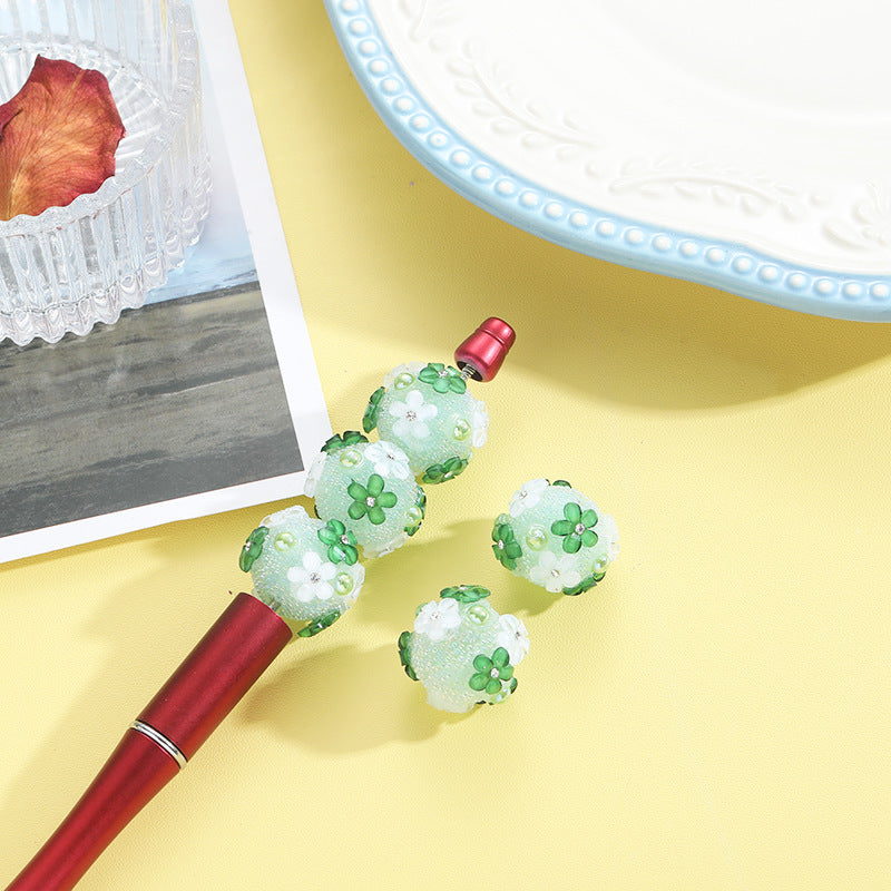 Wholesale 10pcs Heavy Industry Patch Drilling Flower Ball Straight Pole Bead