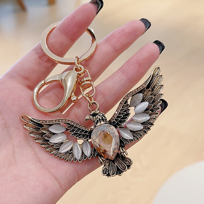 Wholesale creative Opal eagle wing retro key chain car key
