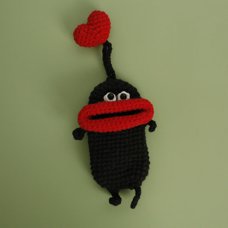 Wholesale Cartoon Cute Handwoven Sausage Mouth Coin Purse Keychain