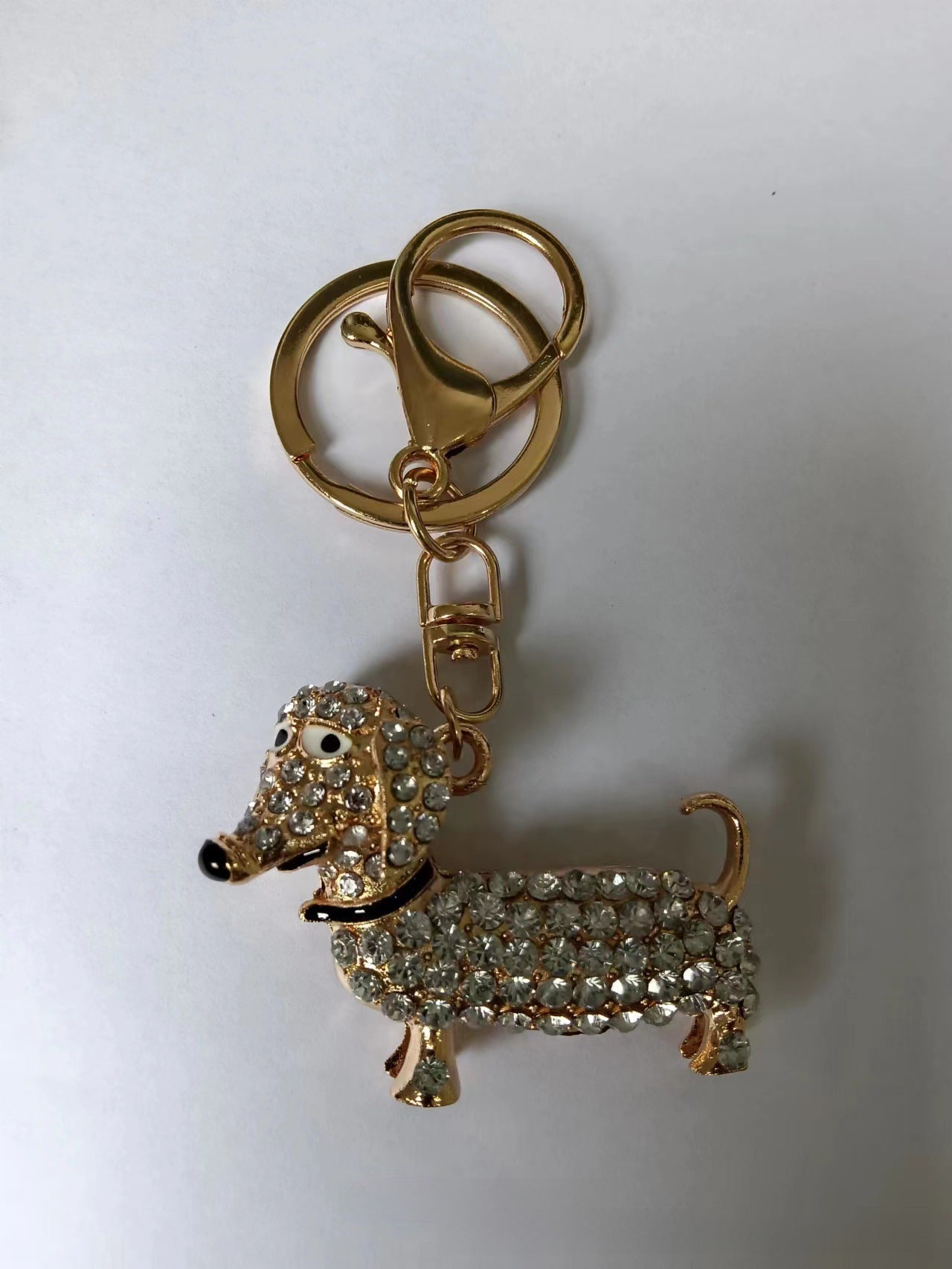 Wholesale Zinc alloy puppy diamond keychain