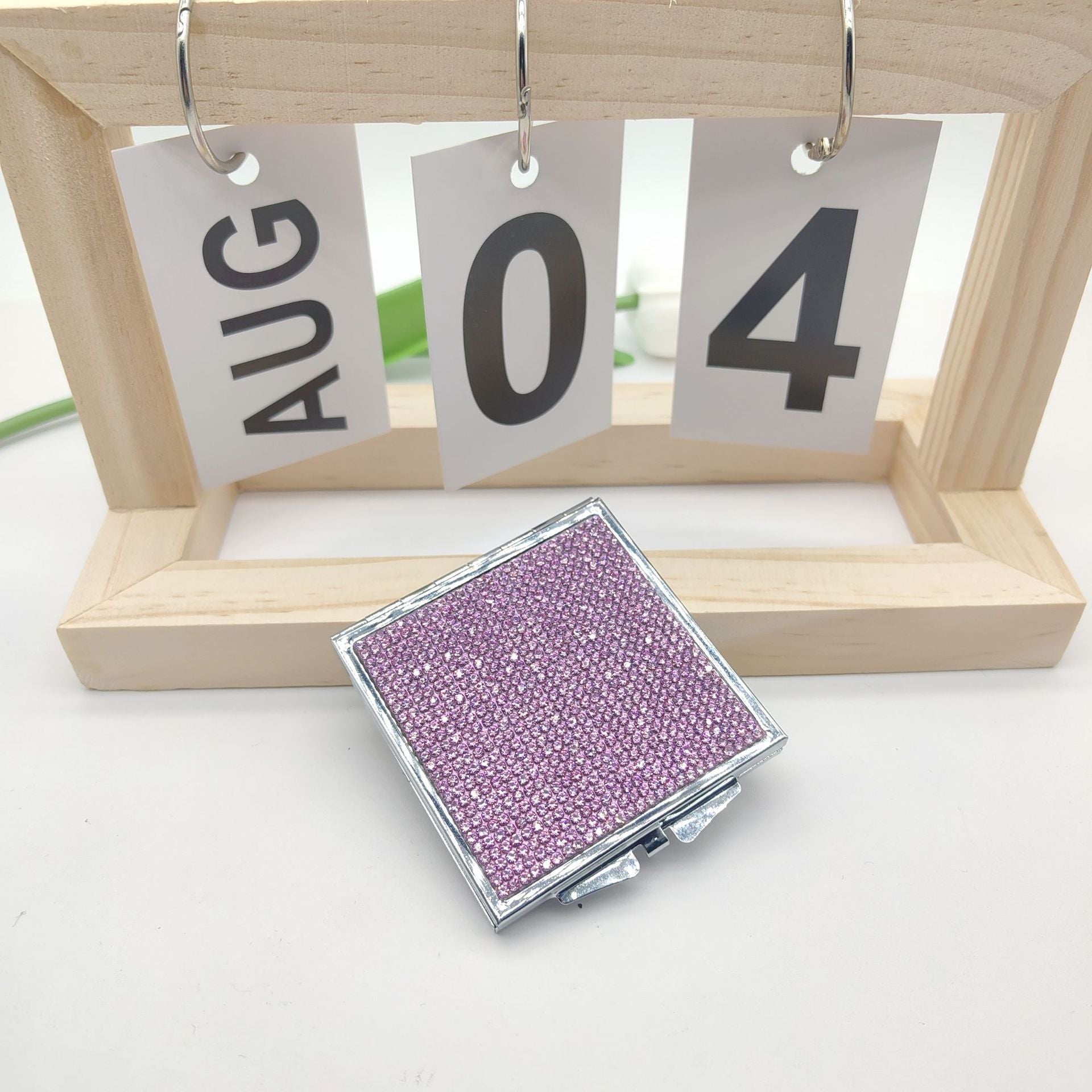 Wholesale fashion block metal cross-border rhinestone fashion folding makeup mirror