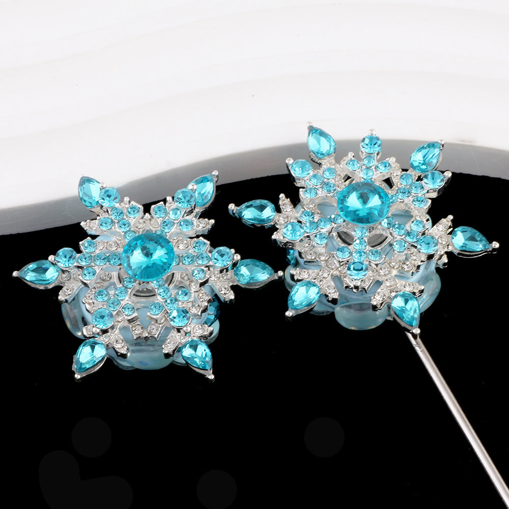 Wholesale 2pcs/pack New DIY Diamond Rotating Snow  Alloy Clay Straight Hole Beads Accessories