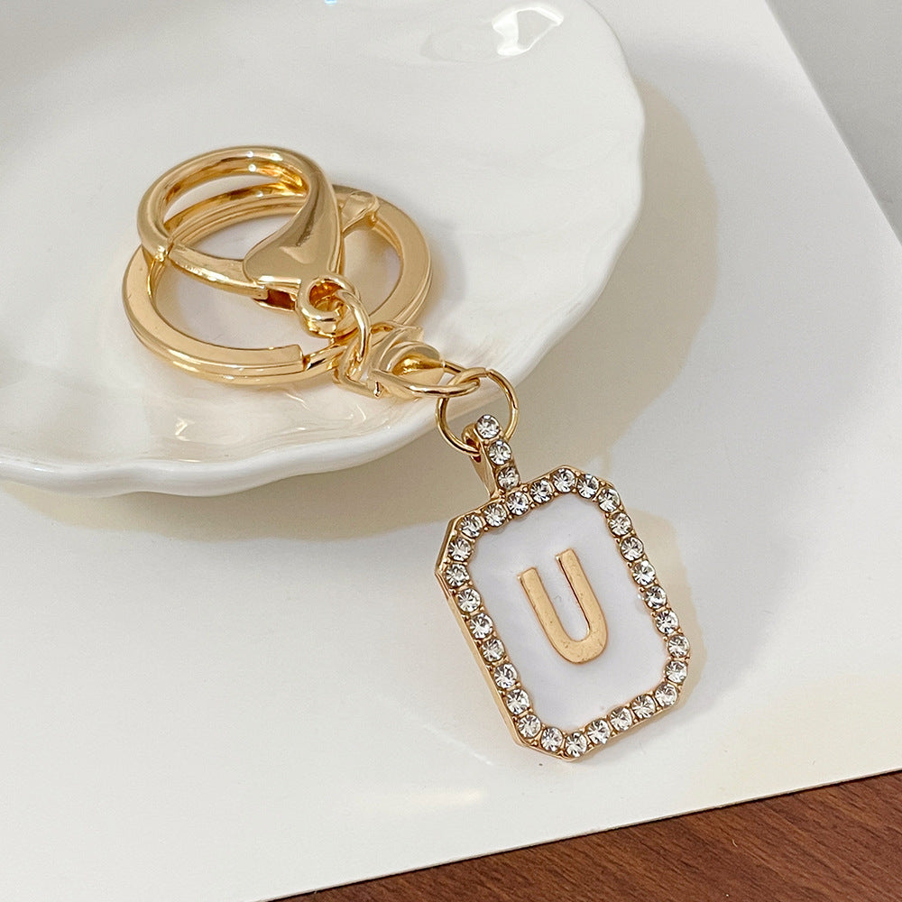 Wholesale 26 Letters Diamond-drip Oil Key Chain