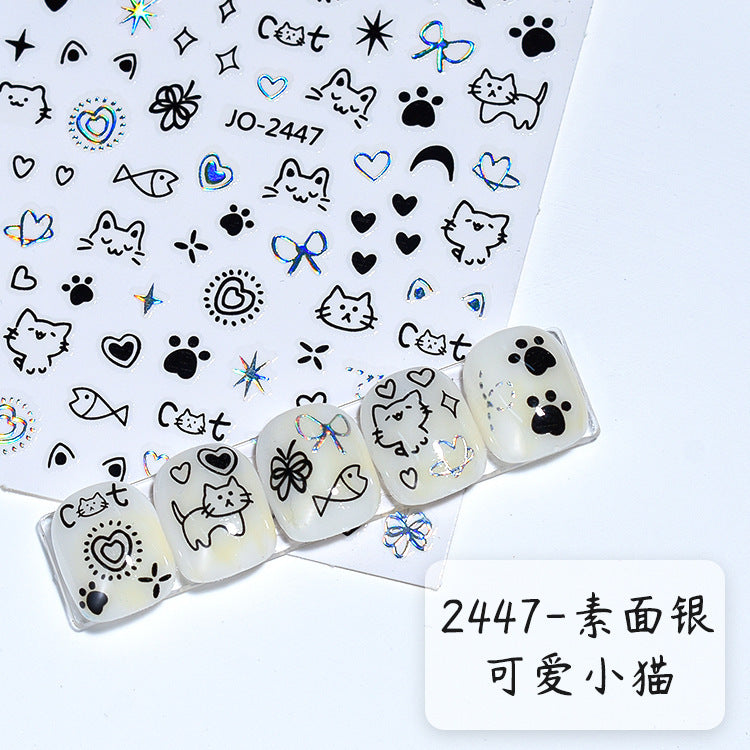 Wholesale New style nail stickers sweet cool kitten online celebrity same style Cute graffiti style kitten curly dog rabbit nail art