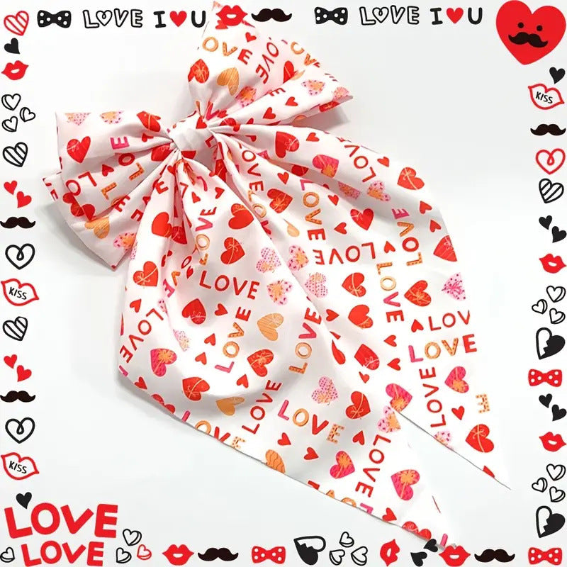 Wholesale Valentine's Day Bow Ribbon Spring Clip Heart-shaped Red Lip Print Back of The Head Hairpin