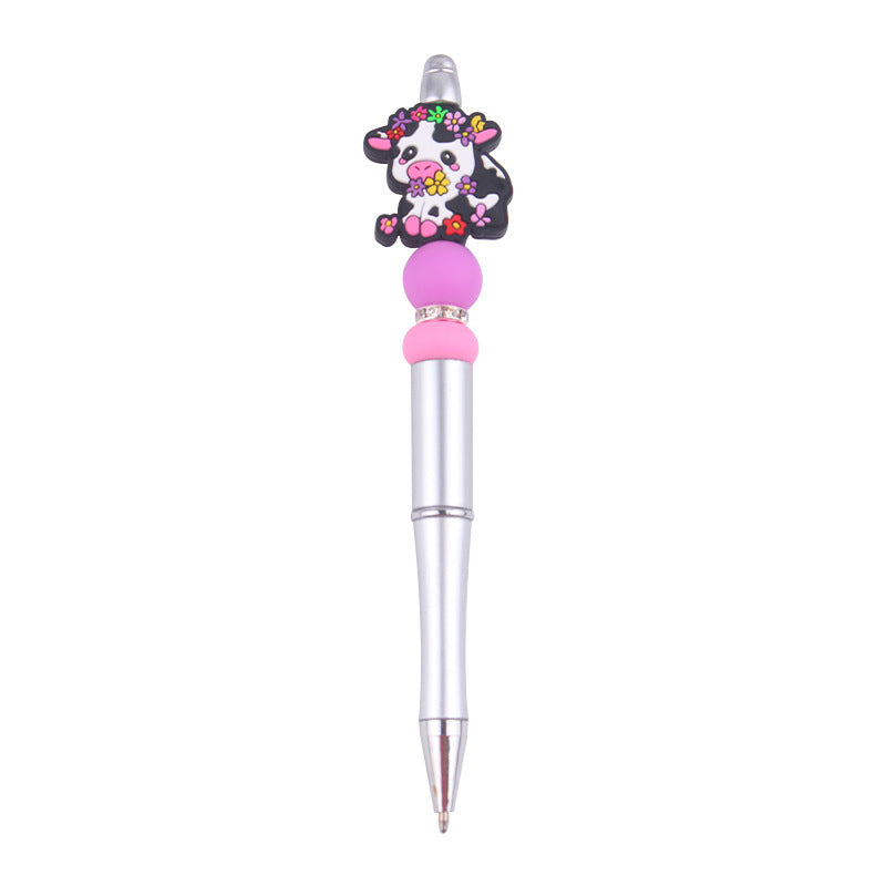 Wholesale Beaded Pens Cow Silicone Beads Plastic Multifunctional Ballpoint Pen