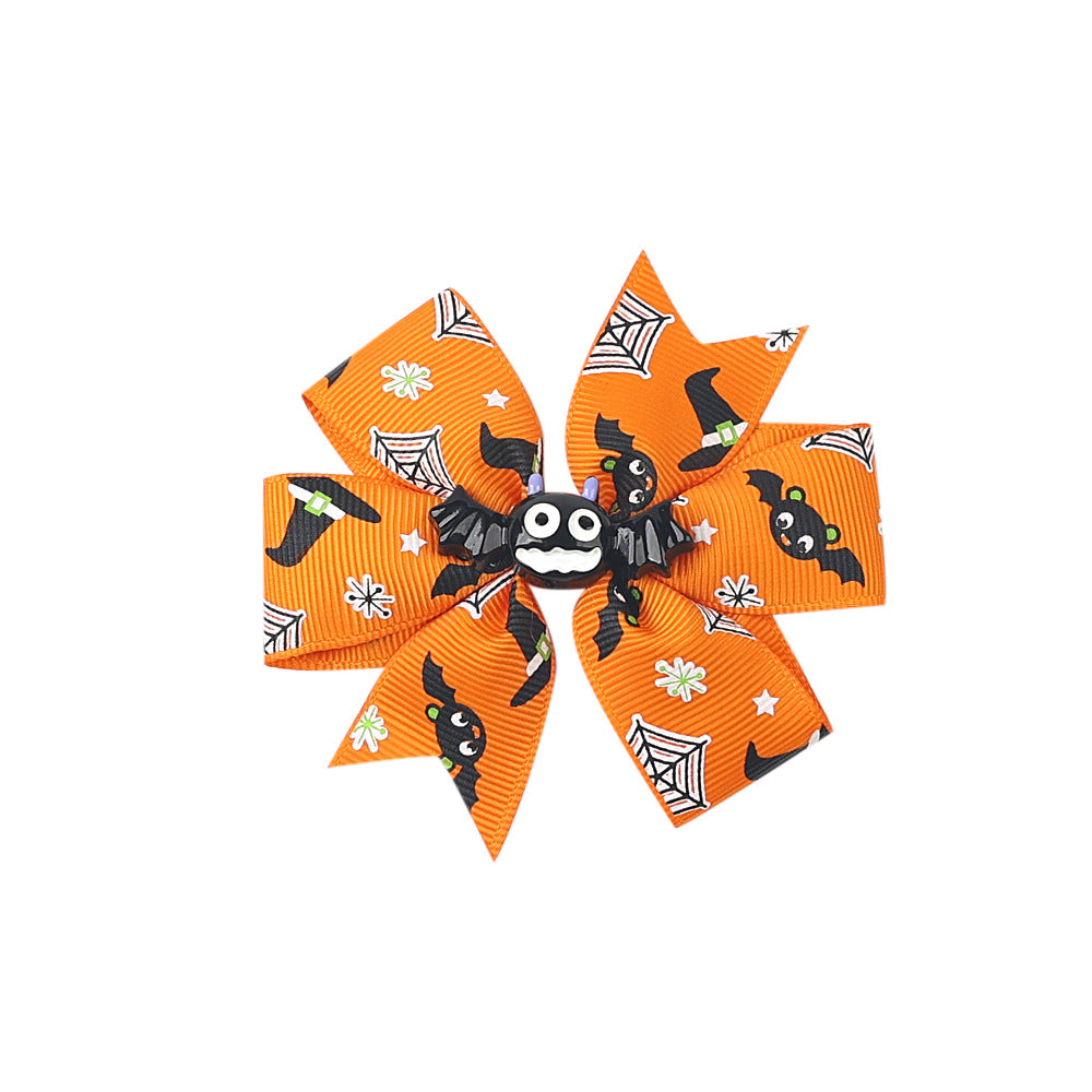 Wholesale Halloween Three-layer Swallowtail Bow Duckbill Edging 20 Colors Children's Headdress Hair Clips