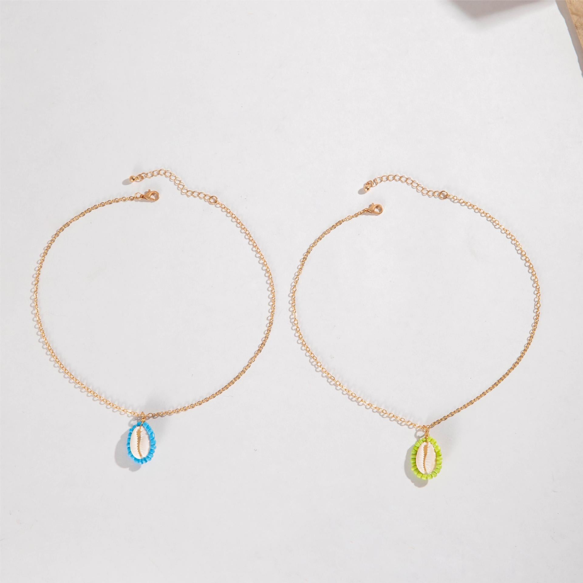 Wholesale Colored Rice Bead Beaded Shell Multi-layer Necklaces