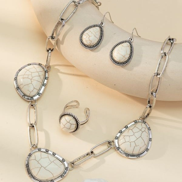 Wholesale Retro Shaped White Turquoise Necklace Ring