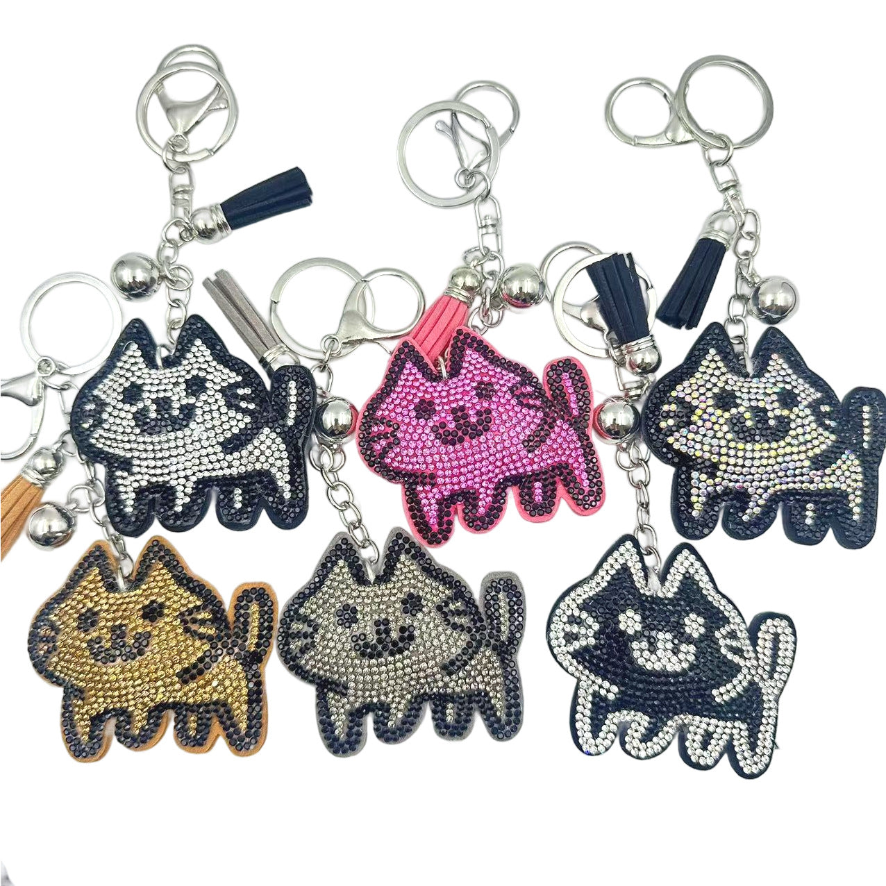 Wholesale Cartoon cat keychain with rhinestones
