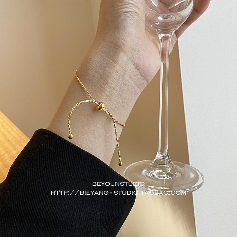 Wholesale Titanium Steel Pull Adjustable Letter Bracelet