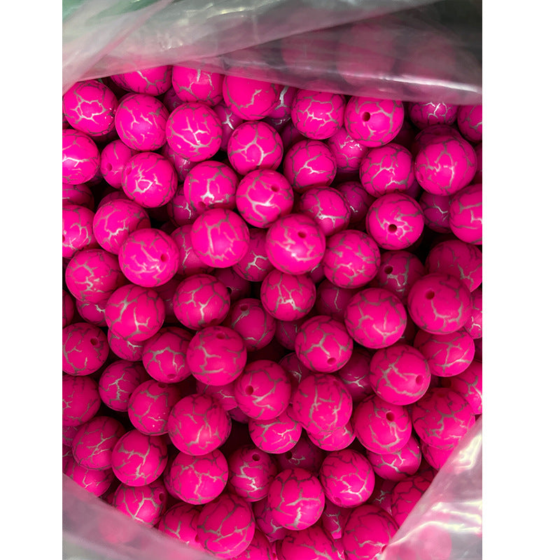 Wholesale 10PCS 15mm Watermark Explosion Pattern Silicone Beads