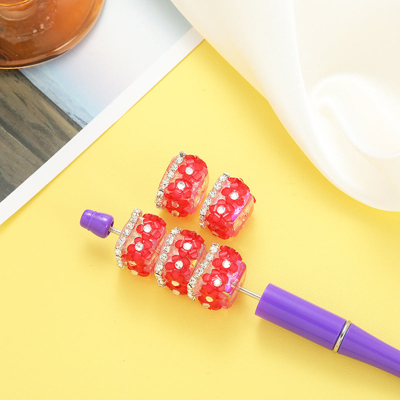 Wholesale 10pcs Heavy-duty Square Cherry Blossom Beads with Drilled Straight Holes