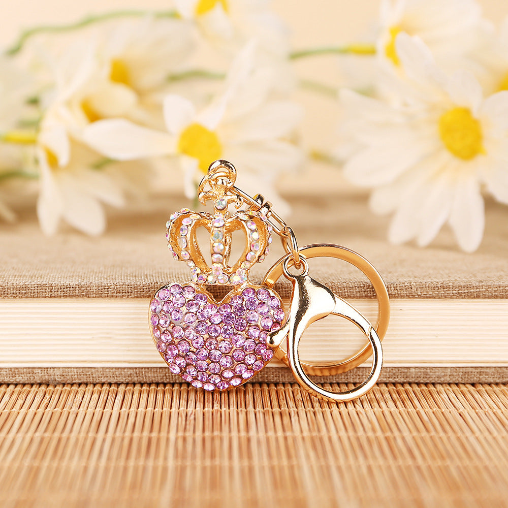 Wholesale Heart Diamond Crown Keychain