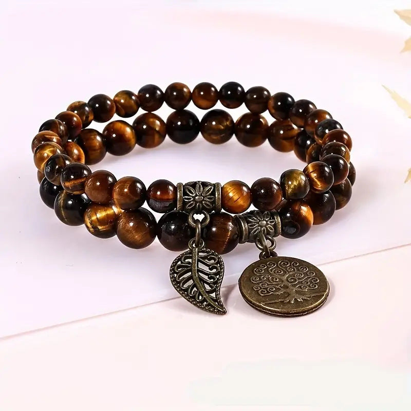 Wholesale Tree of Life Leaf Agate Bracelets