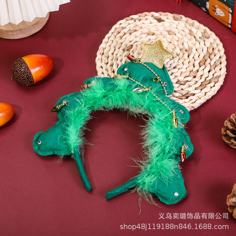 Wholesale Christmas Party Cartoon Feather Creative Pentagram Fabric High End Headband