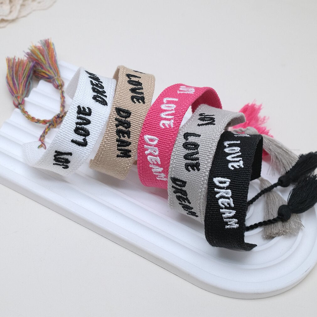 Wholesale Cord Embroiderable Logo Letter Bracelet
