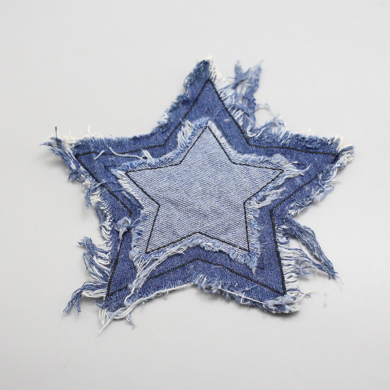 Wholesale New denim star butterfly heart patch