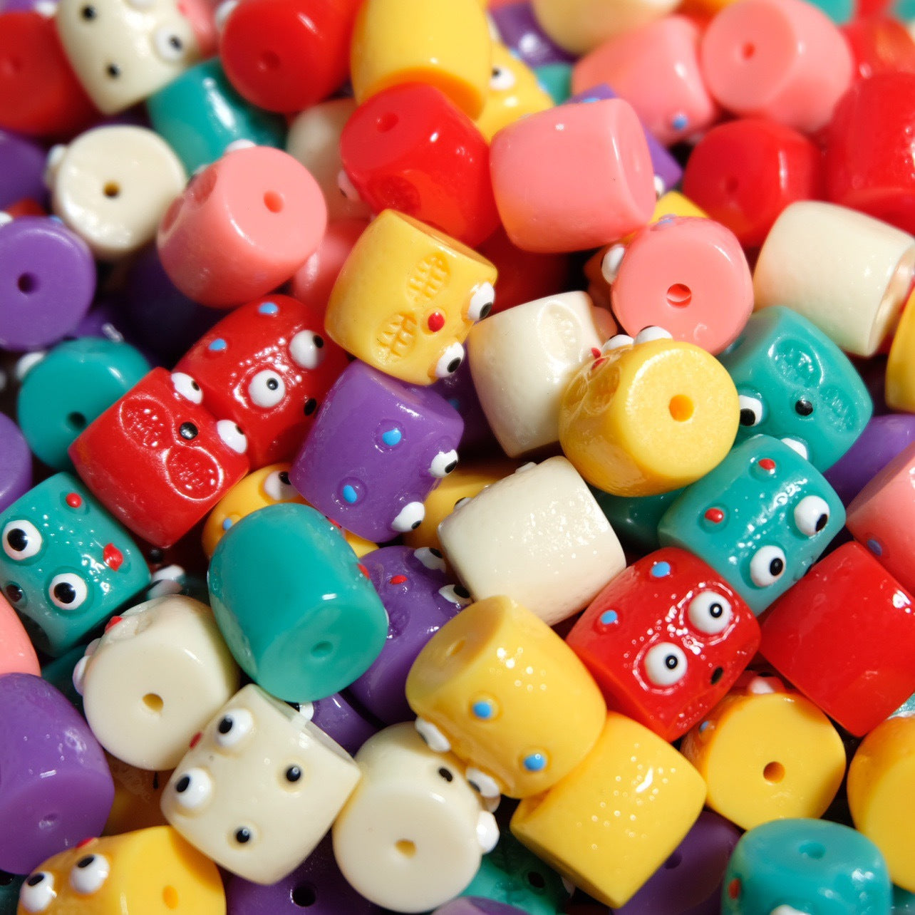Wholesale 5pcs/pack Color Fun Little Monster Horizontal Hole Barrel Beads