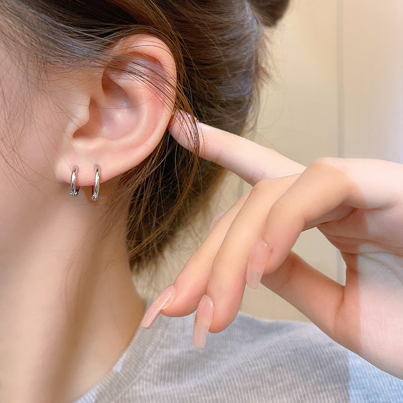 Wholesale S925 Silver Needle Round Plain Circle Copper Earrings