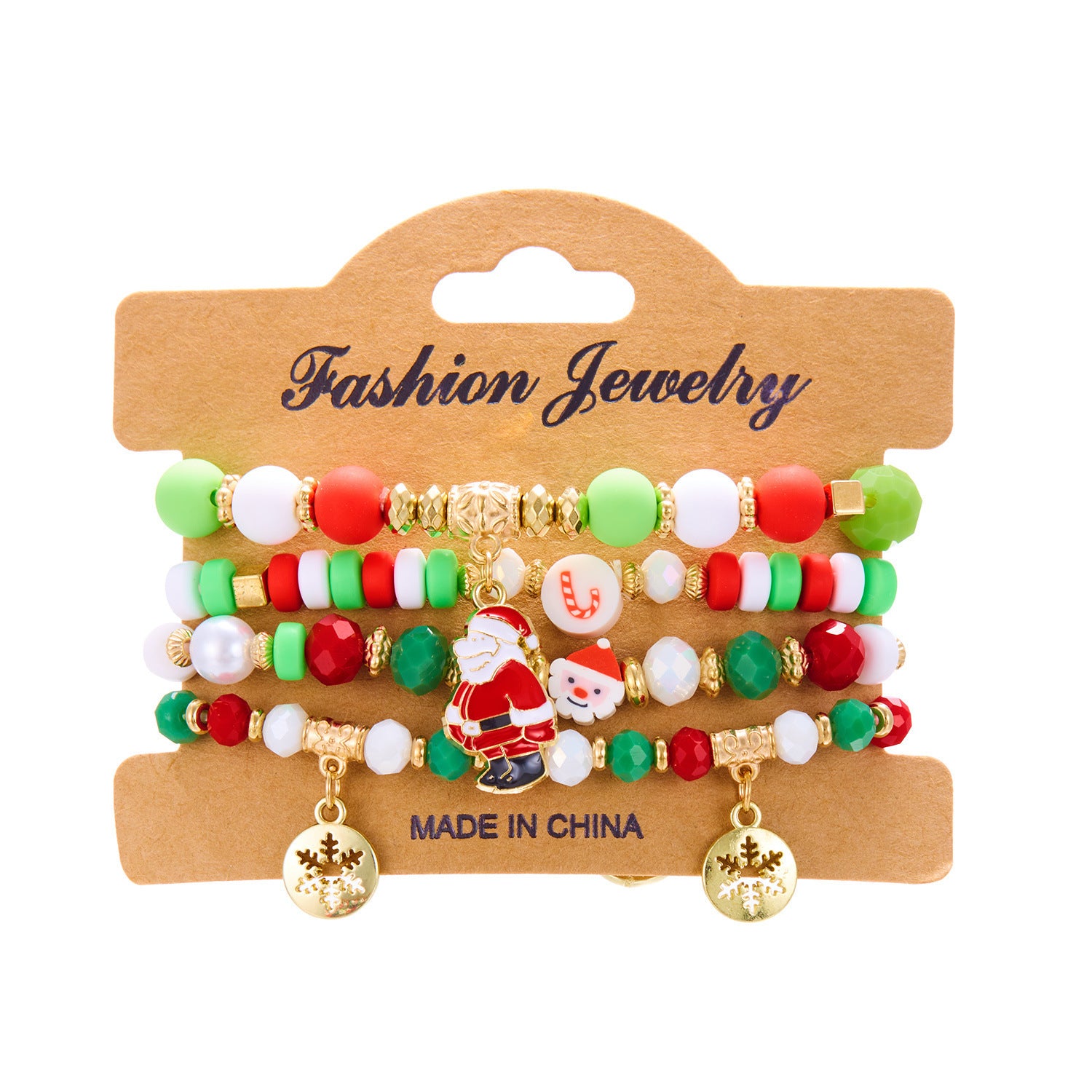 Wholesale Colorful Acrylic Christmas Combination Elastic Beaded Bracelet Set