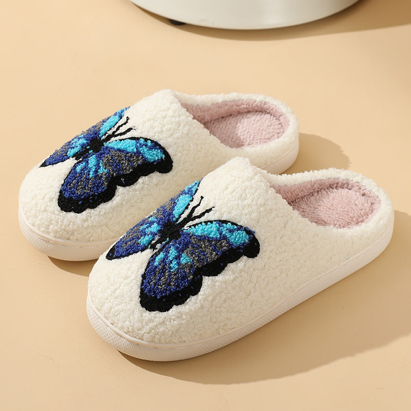 Wholesale Comfortable Home Warm Winter Butterfly Couple Thick Bottom Soft Bottom Thick Non-slip Cotton Slippers