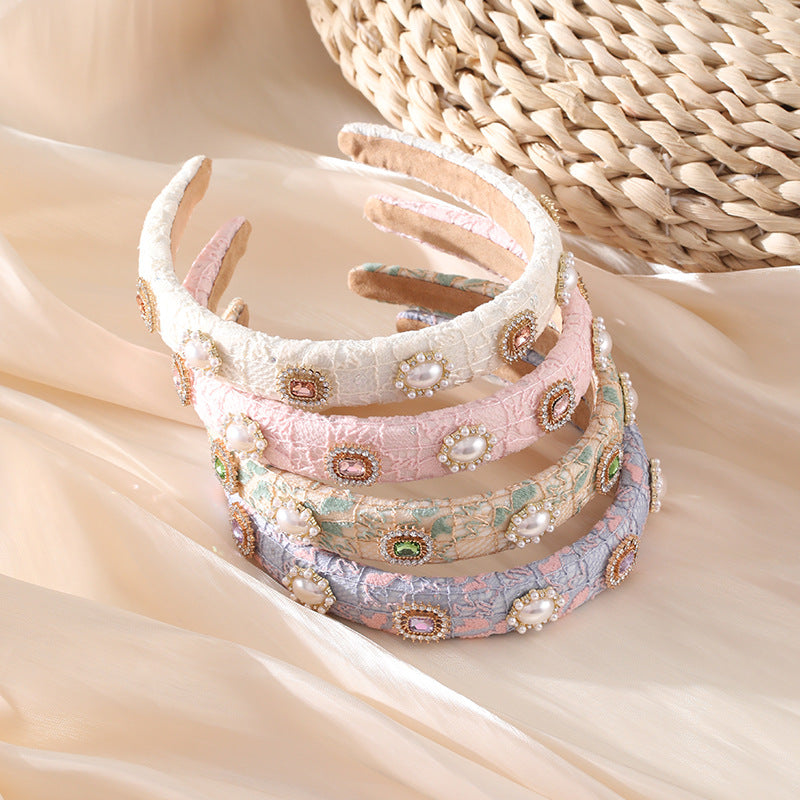 Wholesale Hair Art Diamond-encrusted Small Fragrant Fine-edged Pearl Headband