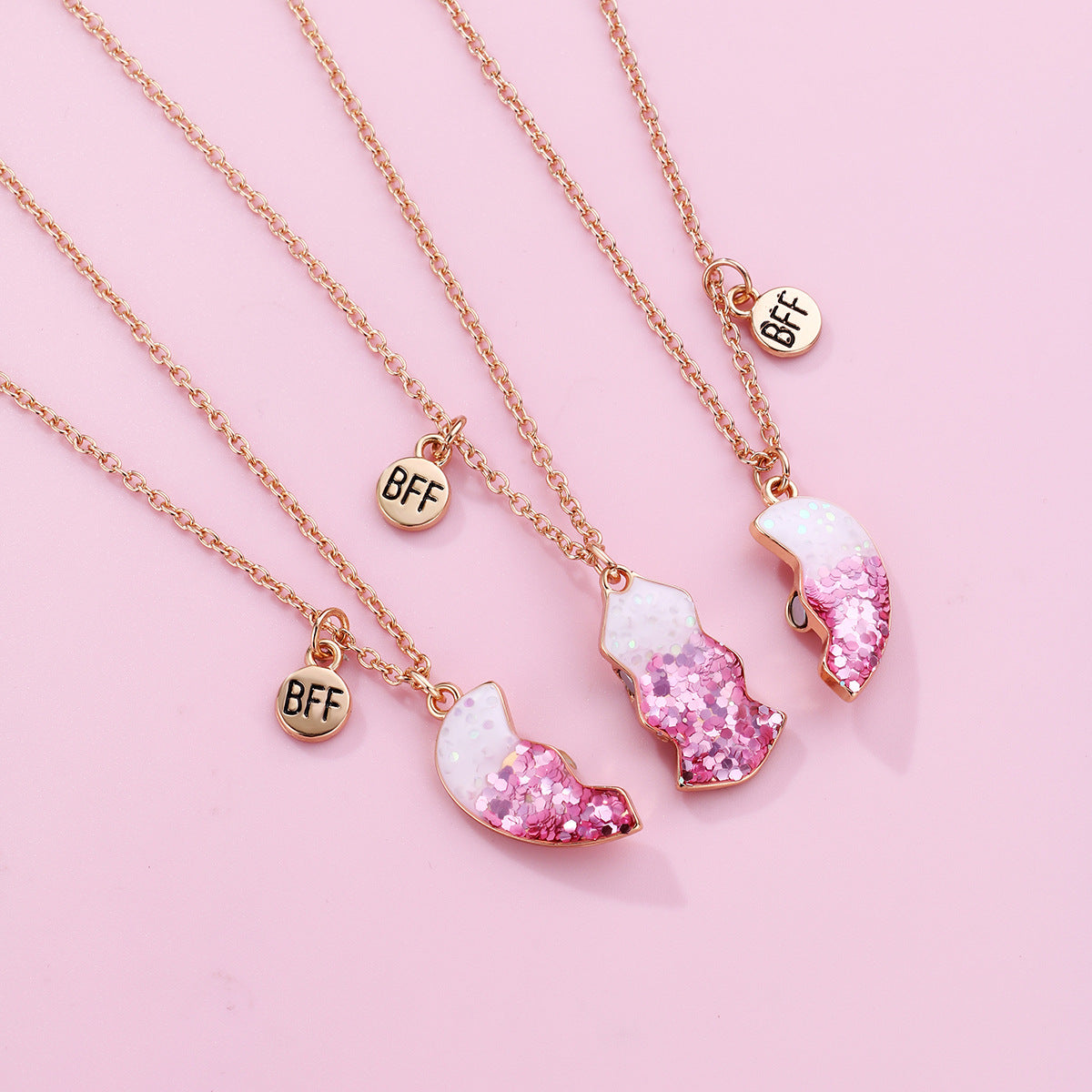 Wholesale Heart Shaped Alloy Children's Necklace Three Pieces