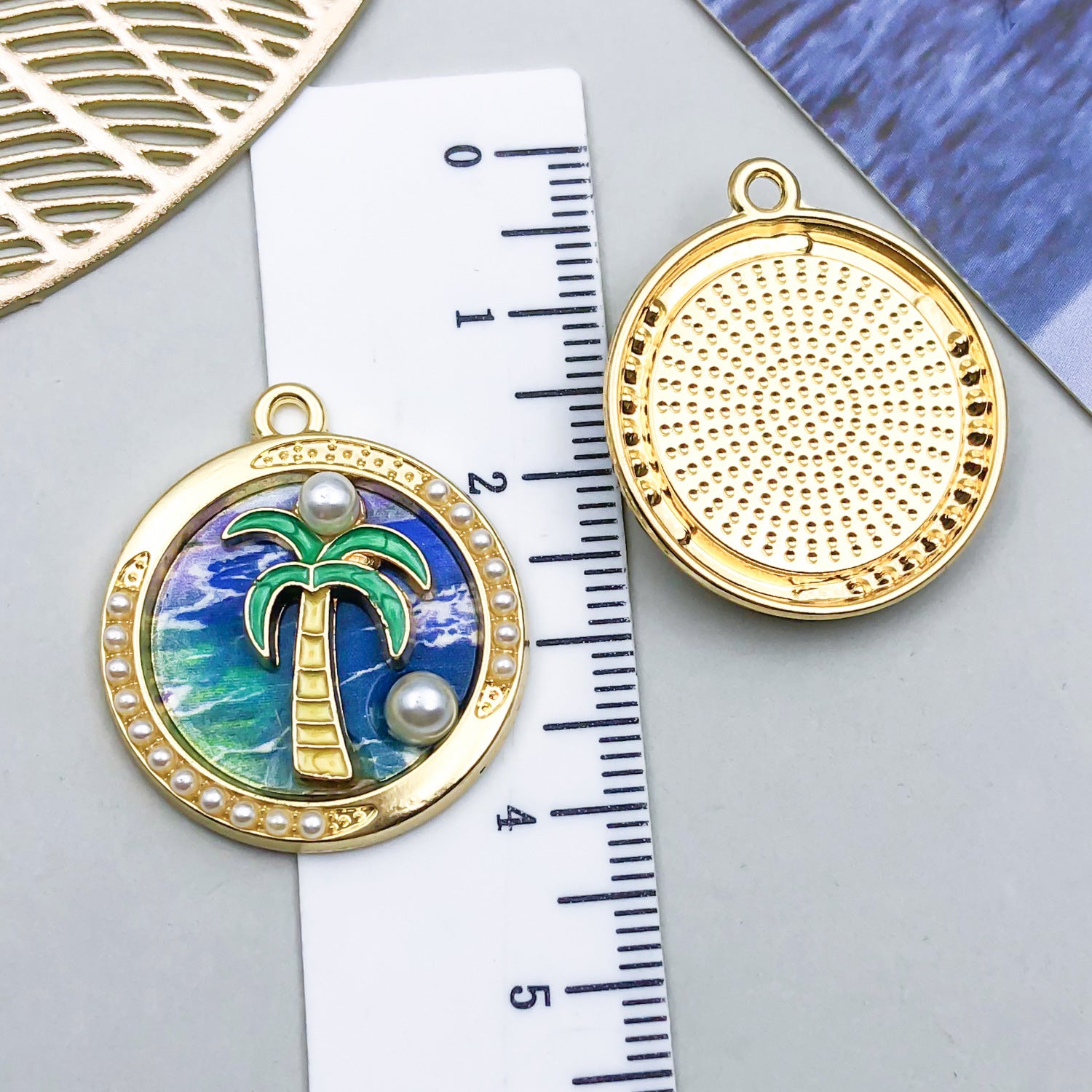 Wholesale Oil Painting Ocean Series DIY Alloy Oil Drop Pendant Necklace Earrings