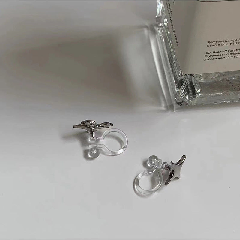 Wholesale 925 Silver Pin Four Pointed Star Copper Earrings