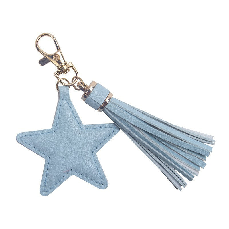 Wholesale Five-pointed Star Tassel Leather Keychain